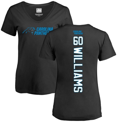 Carolina Panthers Black Women Daryl Williams Backer NFL Football #60 T Shirt->women nfl jersey->Women Jersey